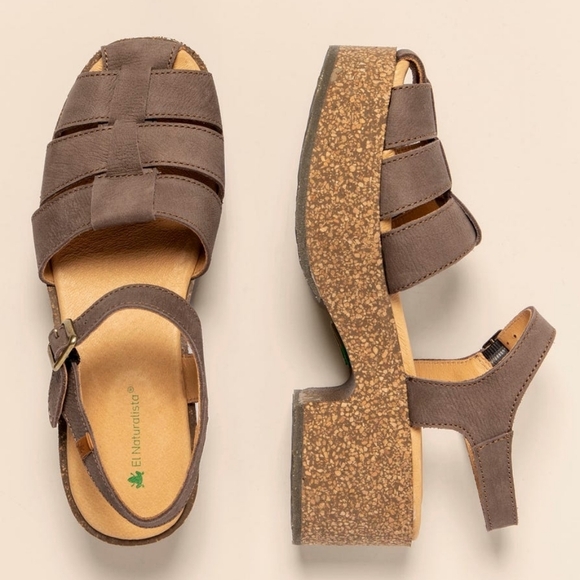 NWT El Naturalista Arbequina Leather Platform Sandals Made In Spain Size 40 US 9 - Picture 2 of 8